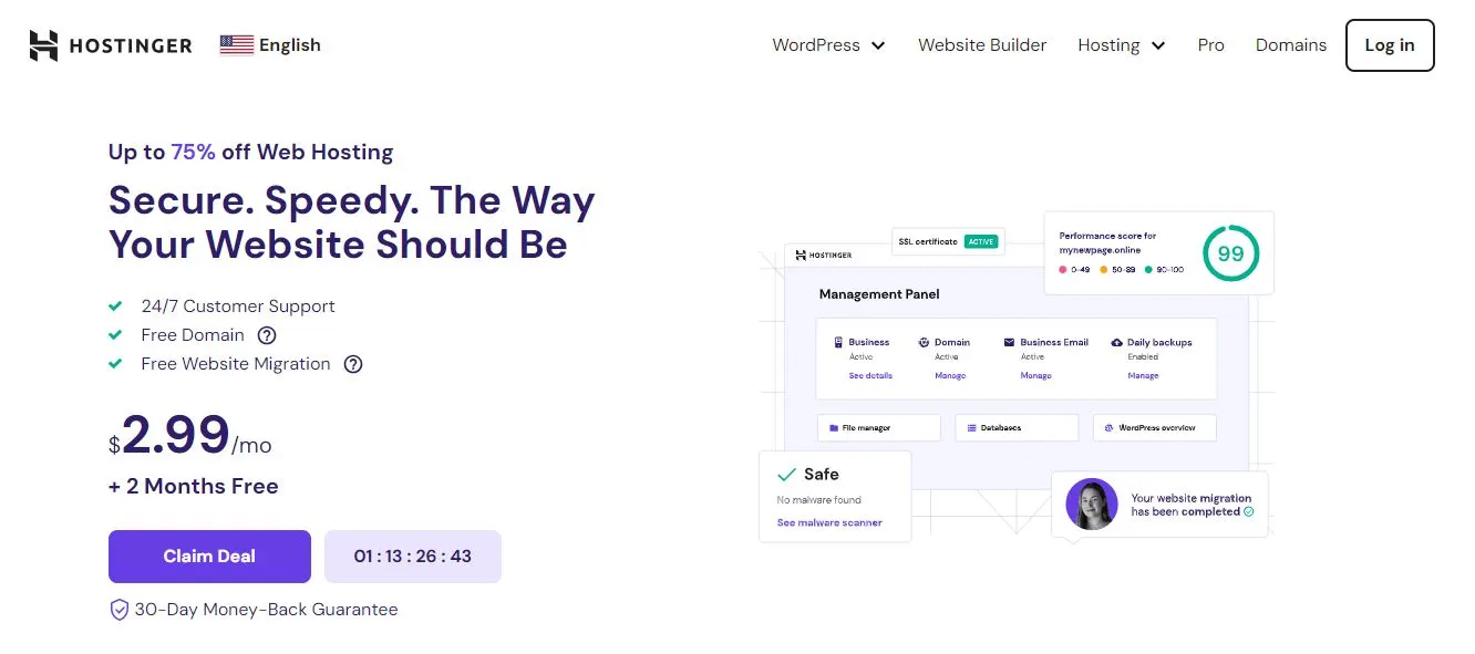 hostinger - Web Hosting for Restaurants